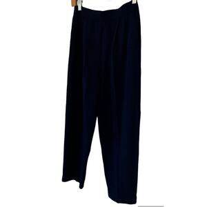 St John Y2K Navy Santana Knit High Rise PLEATED POCKETS ANKLE PANTS SZ 6